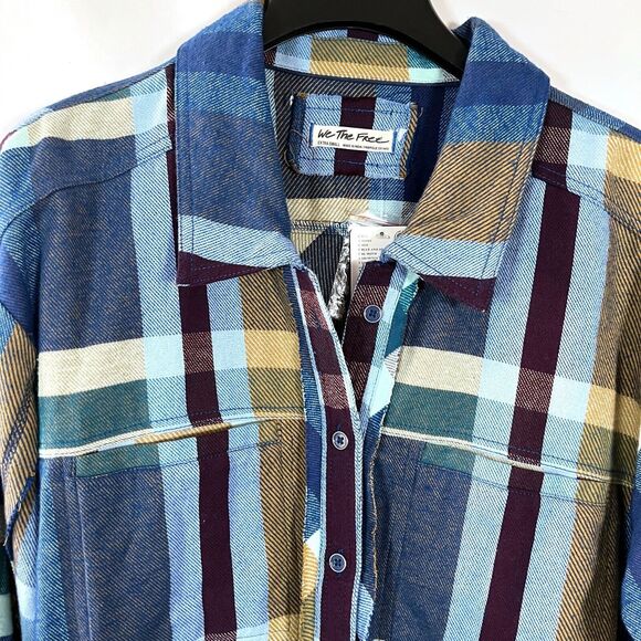 Free People We the Free So Long Summer Flannel‎ Plaid Top XS Oversized Layers - Picture 14 of 14
